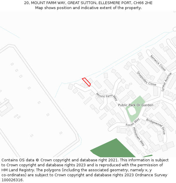 20, MOUNT FARM WAY, GREAT SUTTON, ELLESMERE PORT, CH66 2HE: Location map and indicative extent of plot