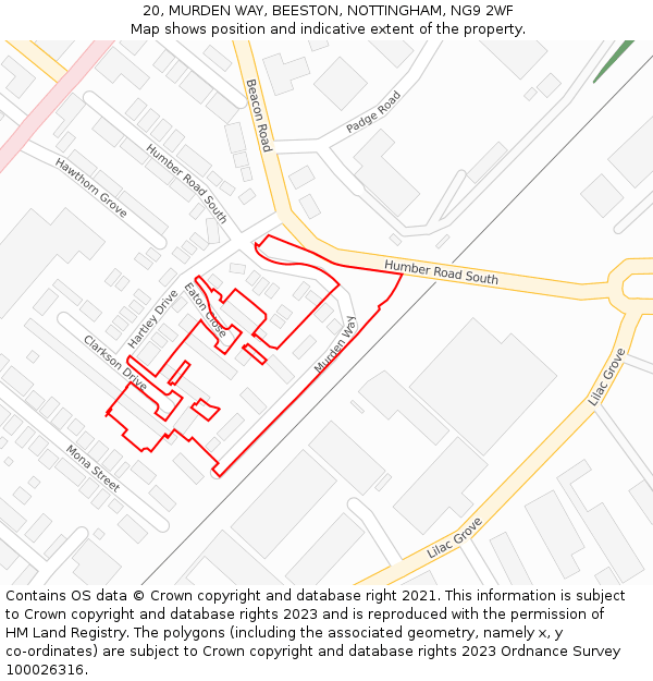 20, MURDEN WAY, BEESTON, NOTTINGHAM, NG9 2WF: Location map and indicative extent of plot