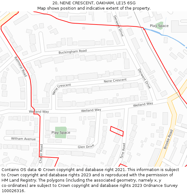 20, NENE CRESCENT, OAKHAM, LE15 6SG: Location map and indicative extent of plot