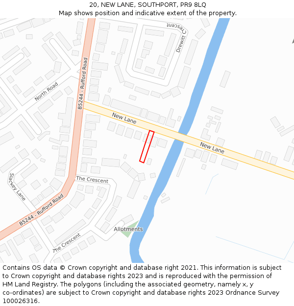 20, NEW LANE, SOUTHPORT, PR9 8LQ: Location map and indicative extent of plot