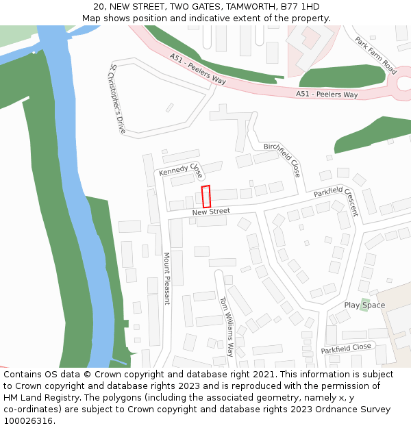 20, NEW STREET, TWO GATES, TAMWORTH, B77 1HD: Location map and indicative extent of plot