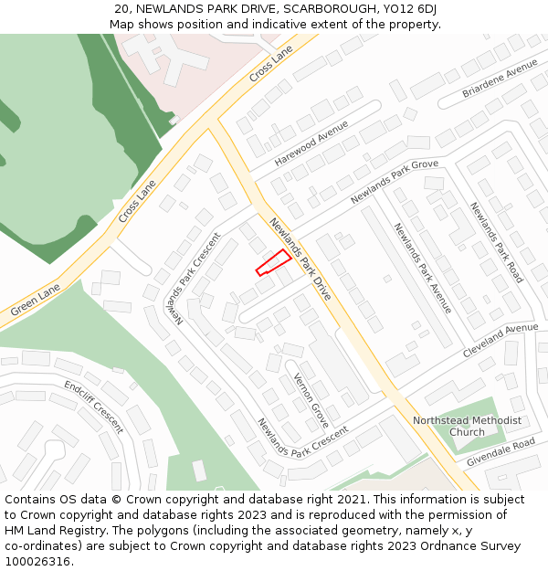 20, NEWLANDS PARK DRIVE, SCARBOROUGH, YO12 6DJ: Location map and indicative extent of plot