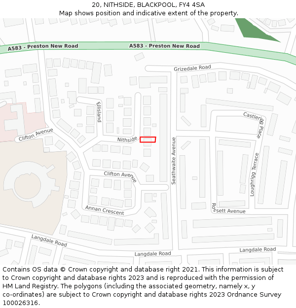 20, NITHSIDE, BLACKPOOL, FY4 4SA: Location map and indicative extent of plot