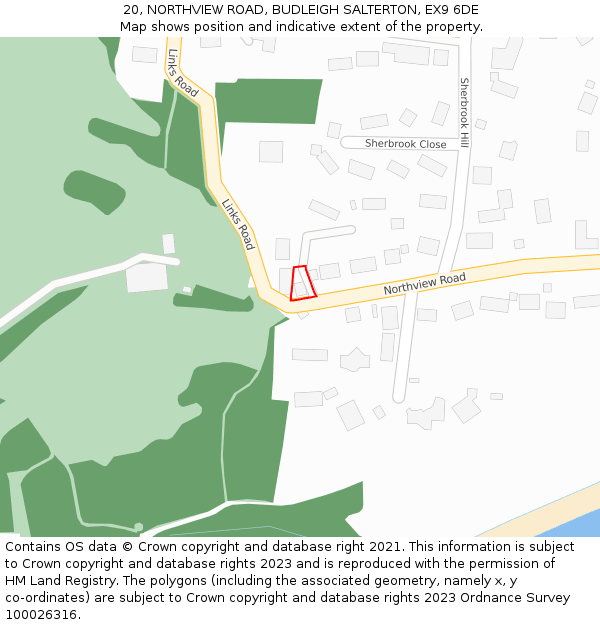 20, NORTHVIEW ROAD, BUDLEIGH SALTERTON, EX9 6DE: Location map and indicative extent of plot