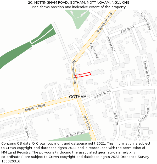 20, NOTTINGHAM ROAD, GOTHAM, NOTTINGHAM, NG11 0HG: Location map and indicative extent of plot