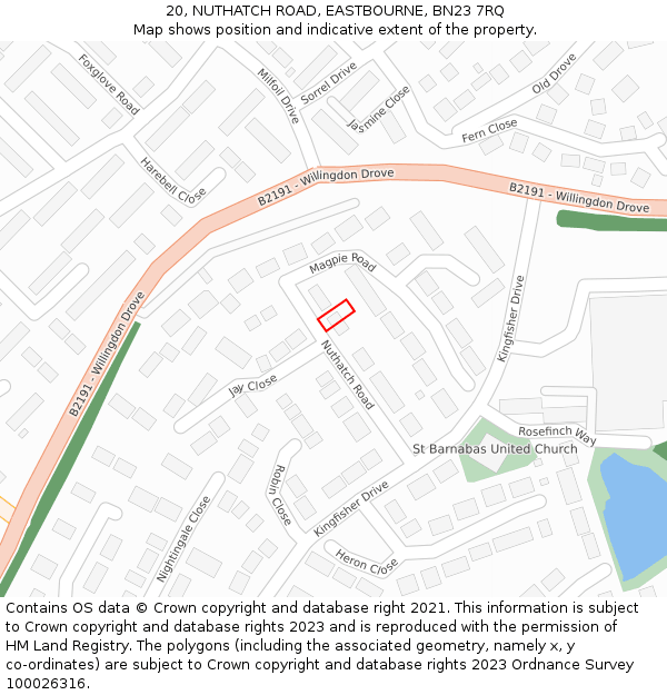20, NUTHATCH ROAD, EASTBOURNE, BN23 7RQ: Location map and indicative extent of plot