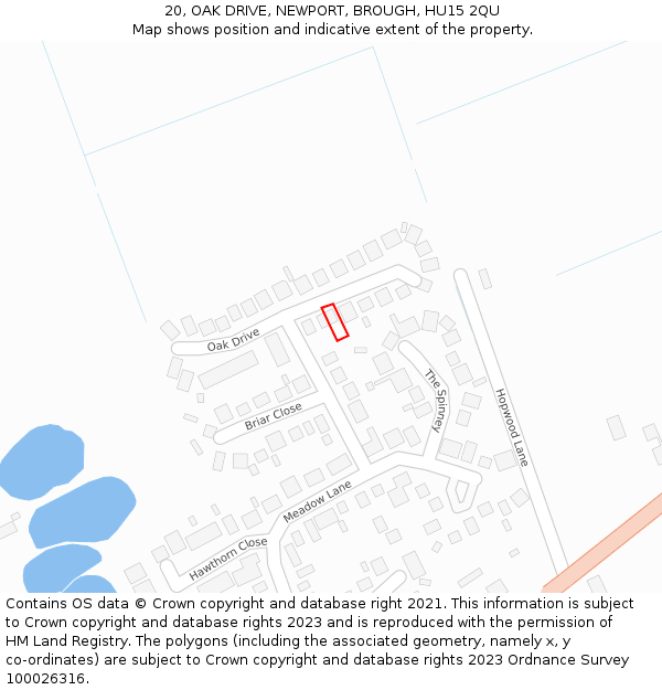 20, OAK DRIVE, NEWPORT, BROUGH, HU15 2QU: Location map and indicative extent of plot