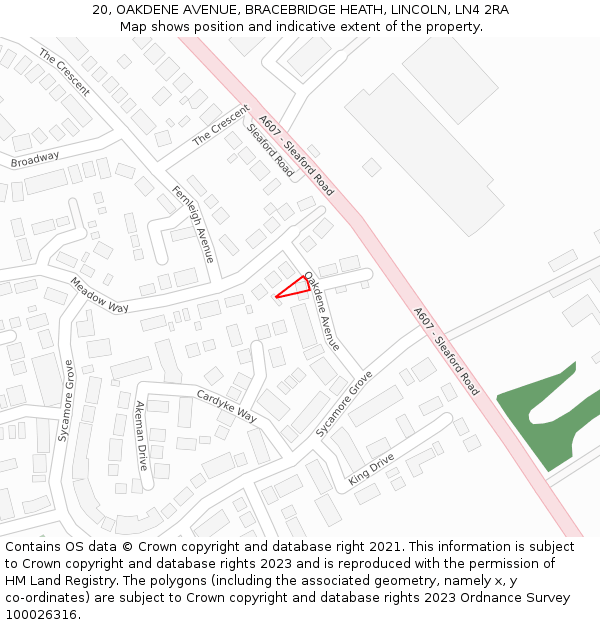 20, OAKDENE AVENUE, BRACEBRIDGE HEATH, LINCOLN, LN4 2RA: Location map and indicative extent of plot