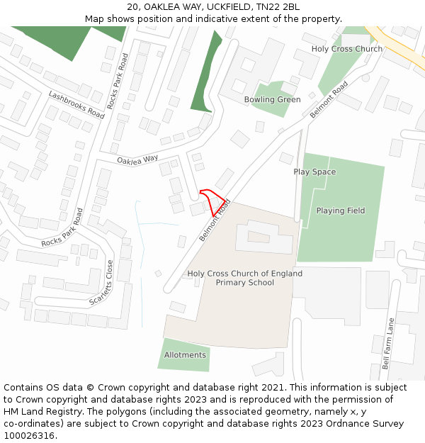 20, OAKLEA WAY, UCKFIELD, TN22 2BL: Location map and indicative extent of plot