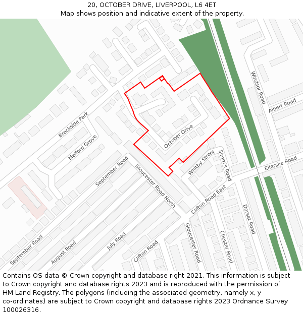 20, OCTOBER DRIVE, LIVERPOOL, L6 4ET: Location map and indicative extent of plot