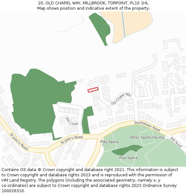 20, OLD CHAPEL WAY, MILLBROOK, TORPOINT, PL10 1HL: Location map and indicative extent of plot