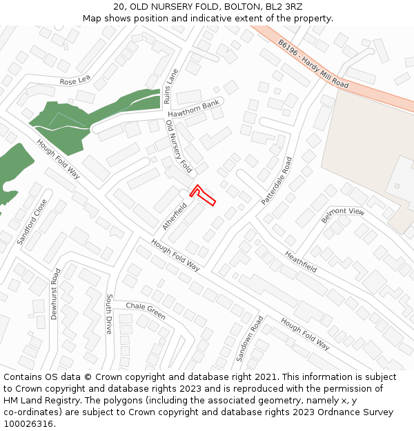 20, OLD NURSERY FOLD, BOLTON, BL2 3RZ: Location map and indicative extent of plot