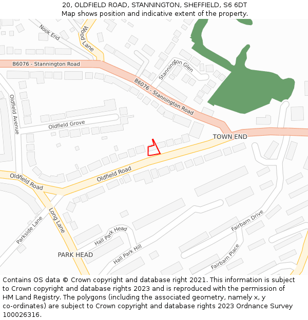 20, OLDFIELD ROAD, STANNINGTON, SHEFFIELD, S6 6DT: Location map and indicative extent of plot