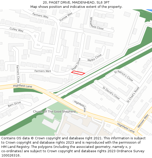 20, PAGET DRIVE, MAIDENHEAD, SL6 3PT: Location map and indicative extent of plot