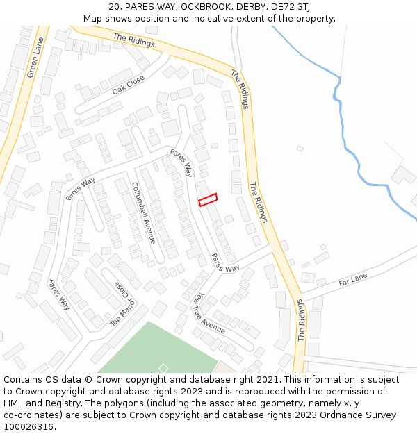 20, PARES WAY, OCKBROOK, DERBY, DE72 3TJ: Location map and indicative extent of plot