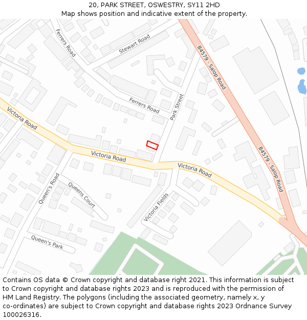 20, PARK STREET, OSWESTRY, SY11 2HD: Location map and indicative extent of plot