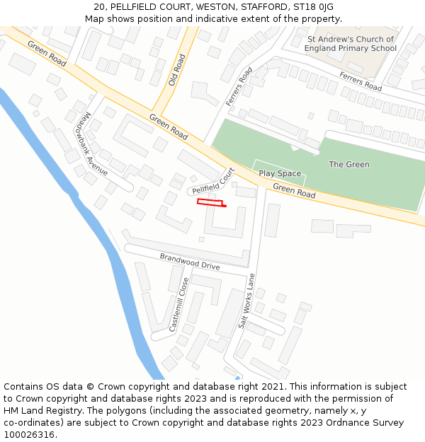 20, PELLFIELD COURT, WESTON, STAFFORD, ST18 0JG: Location map and indicative extent of plot