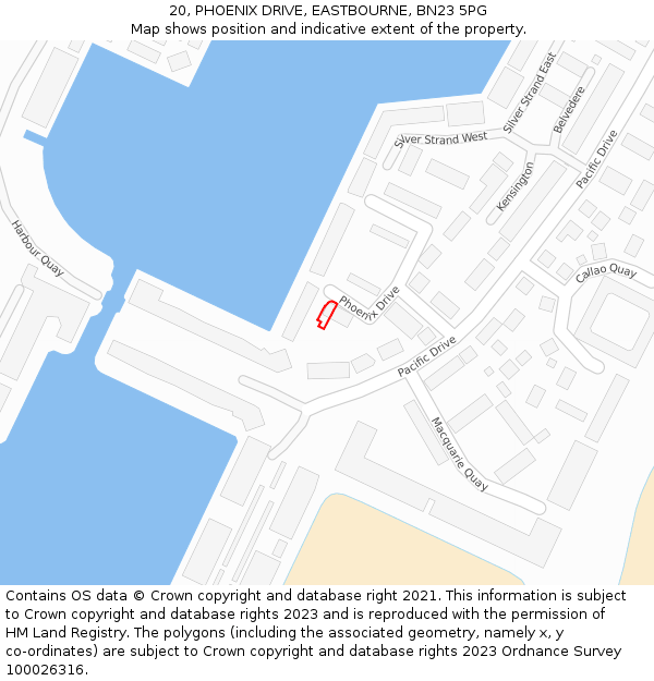 20, PHOENIX DRIVE, EASTBOURNE, BN23 5PG: Location map and indicative extent of plot