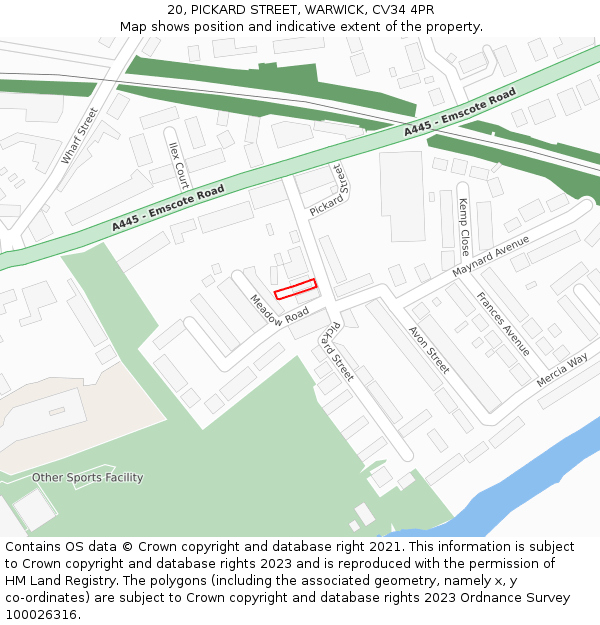 20, PICKARD STREET, WARWICK, CV34 4PR: Location map and indicative extent of plot