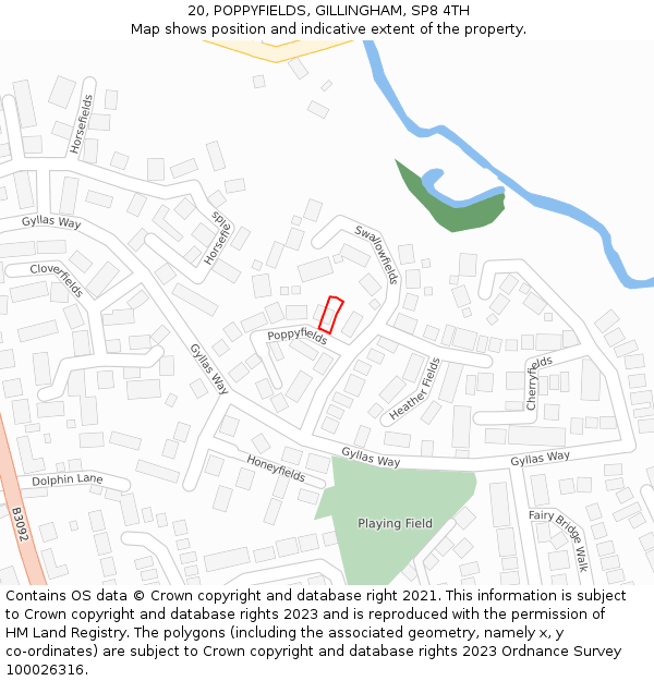 20, POPPYFIELDS, GILLINGHAM, SP8 4TH: Location map and indicative extent of plot