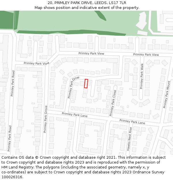 20, PRIMLEY PARK DRIVE, LEEDS, LS17 7LR: Location map and indicative extent of plot