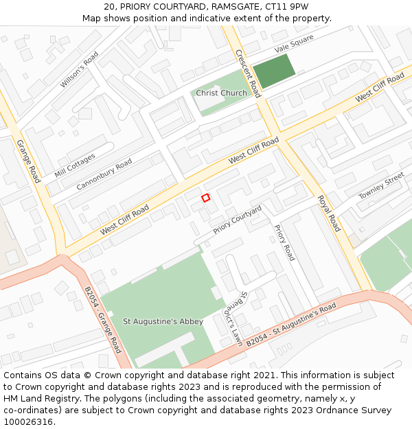 20, PRIORY COURTYARD, RAMSGATE, CT11 9PW: Location map and indicative extent of plot