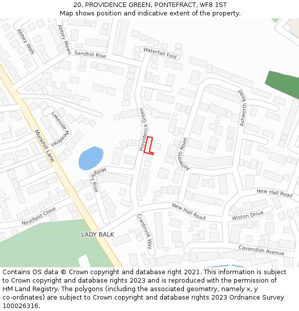 20, PROVIDENCE GREEN, PONTEFRACT, WF8 1ST: Location map and indicative extent of plot