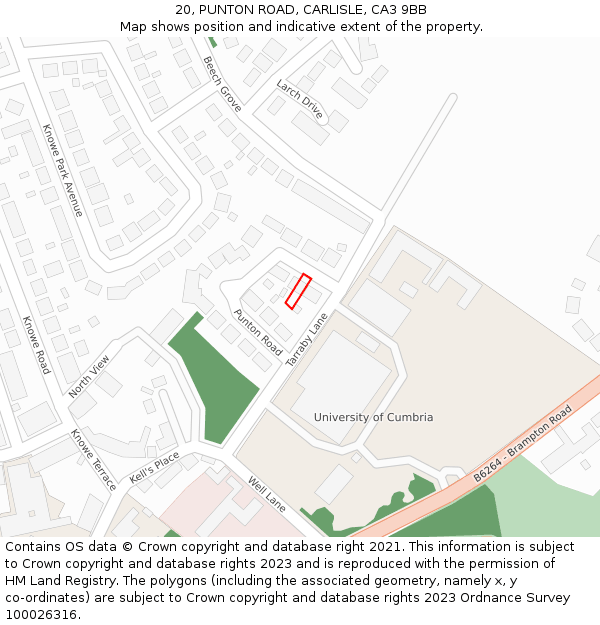 20, PUNTON ROAD, CARLISLE, CA3 9BB: Location map and indicative extent of plot