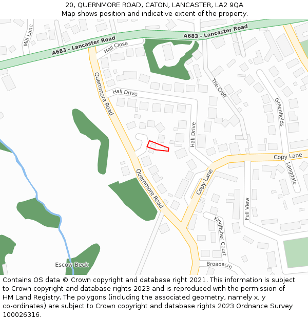 20, QUERNMORE ROAD, CATON, LANCASTER, LA2 9QA: Location map and indicative extent of plot