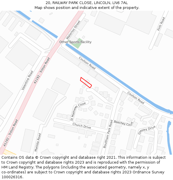 20, RAILWAY PARK CLOSE, LINCOLN, LN6 7AL: Location map and indicative extent of plot