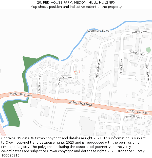 20, RED HOUSE FARM, HEDON, HULL, HU12 8PX: Location map and indicative extent of plot