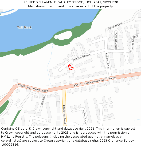 20, REDDISH AVENUE, WHALEY BRIDGE, HIGH PEAK, SK23 7DP: Location map and indicative extent of plot