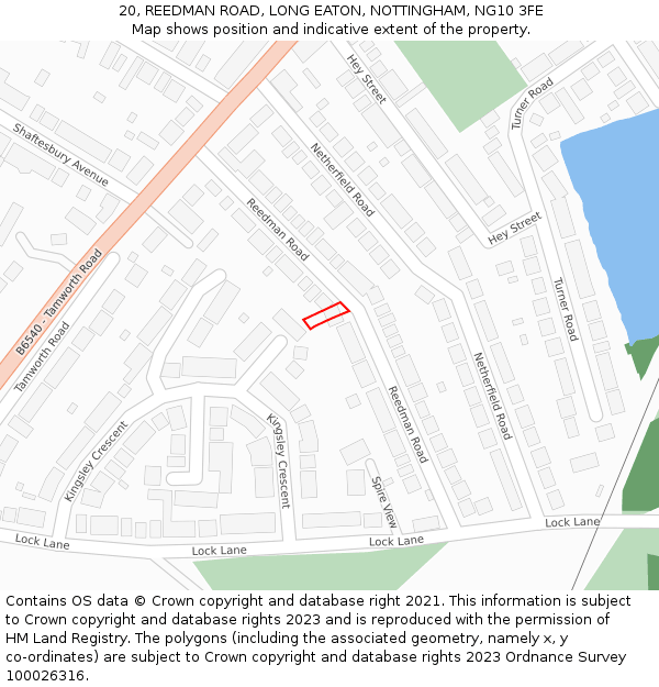 20, REEDMAN ROAD, LONG EATON, NOTTINGHAM, NG10 3FE: Location map and indicative extent of plot