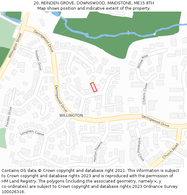 20, REINDEN GROVE, DOWNSWOOD, MAIDSTONE, ME15 8TH: Location map and indicative extent of plot