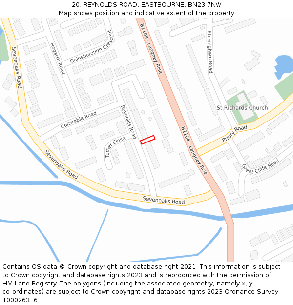 20, REYNOLDS ROAD, EASTBOURNE, BN23 7NW: Location map and indicative extent of plot