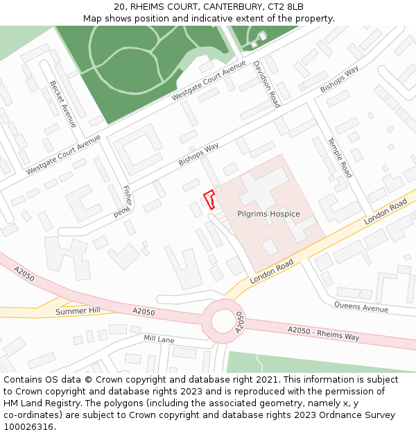 20, RHEIMS COURT, CANTERBURY, CT2 8LB: Location map and indicative extent of plot