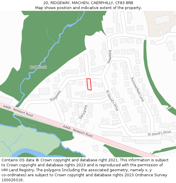 20, RIDGEWAY, MACHEN, CAERPHILLY, CF83 8RB: Location map and indicative extent of plot