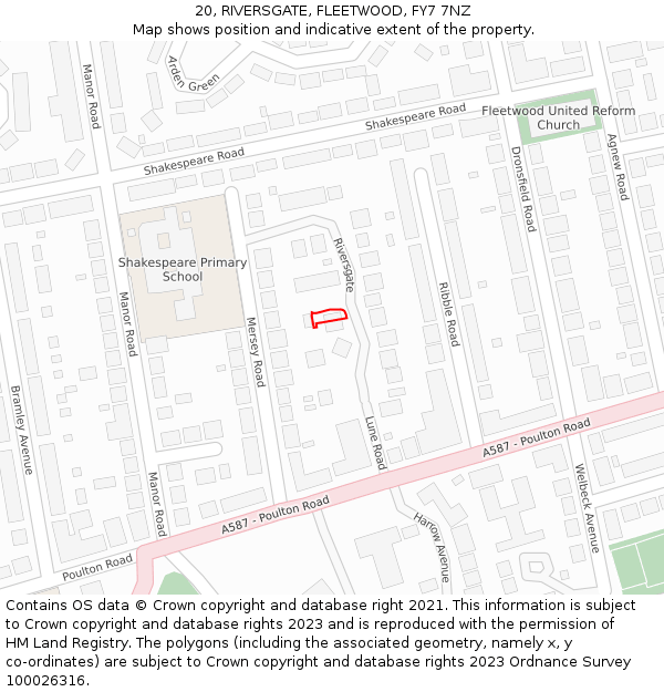 20, RIVERSGATE, FLEETWOOD, FY7 7NZ: Location map and indicative extent of plot