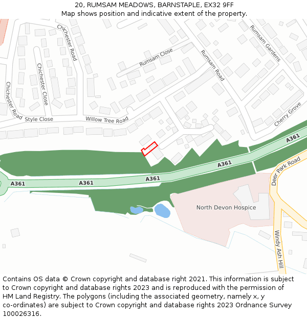 20, RUMSAM MEADOWS, BARNSTAPLE, EX32 9FF: Location map and indicative extent of plot