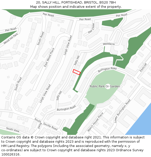 20, SALLY HILL, PORTISHEAD, BRISTOL, BS20 7BH: Location map and indicative extent of plot