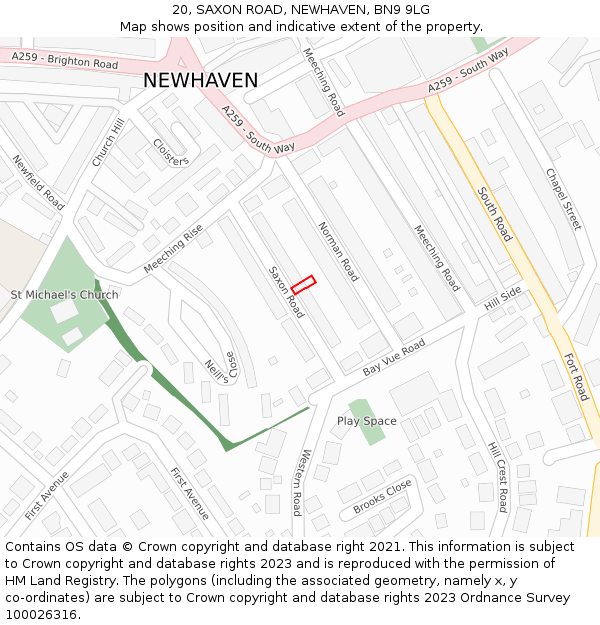 20, SAXON ROAD, NEWHAVEN, BN9 9LG: Location map and indicative extent of plot