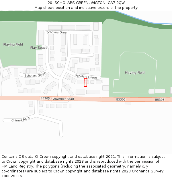 20, SCHOLARS GREEN, WIGTON, CA7 9QW: Location map and indicative extent of plot