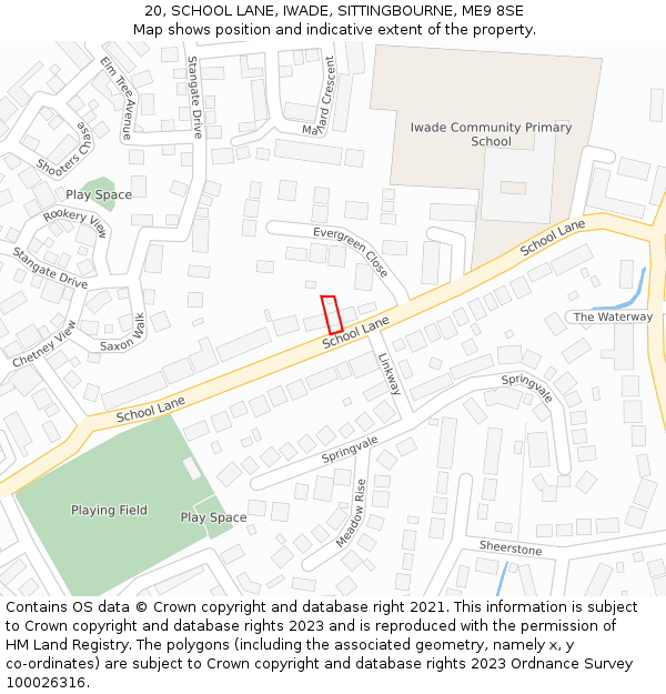 20, SCHOOL LANE, IWADE, SITTINGBOURNE, ME9 8SE: Location map and indicative extent of plot