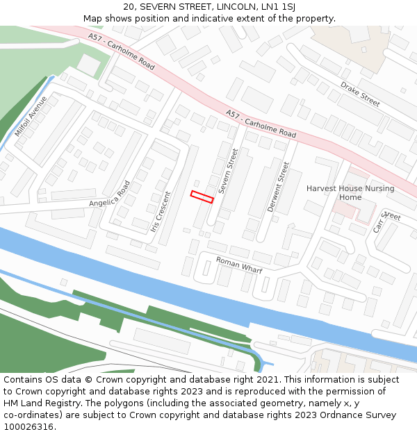 20, SEVERN STREET, LINCOLN, LN1 1SJ: Location map and indicative extent of plot