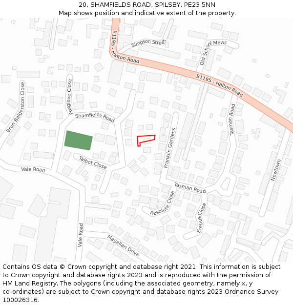 20, SHAMFIELDS ROAD, SPILSBY, PE23 5NN: Location map and indicative extent of plot
