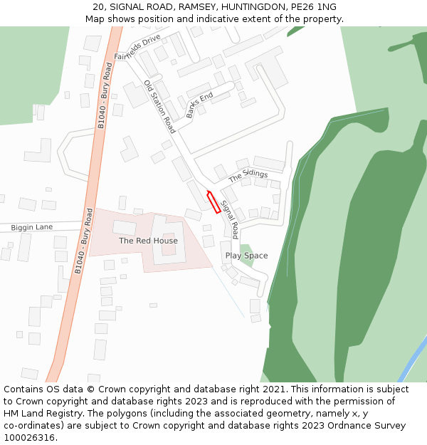 20, SIGNAL ROAD, RAMSEY, HUNTINGDON, PE26 1NG: Location map and indicative extent of plot