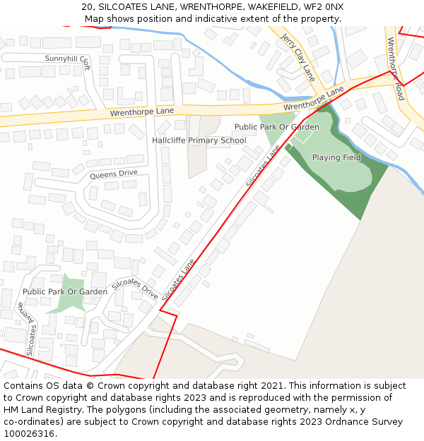 20, SILCOATES LANE, WRENTHORPE, WAKEFIELD, WF2 0NX: Location map and indicative extent of plot