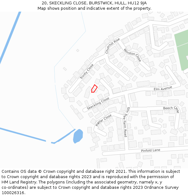 20, SKECKLING CLOSE, BURSTWICK, HULL, HU12 9JA: Location map and indicative extent of plot