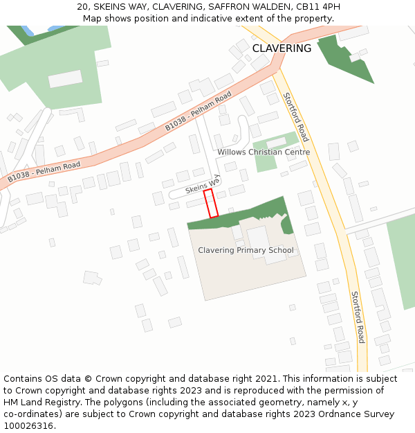 20, SKEINS WAY, CLAVERING, SAFFRON WALDEN, CB11 4PH: Location map and indicative extent of plot