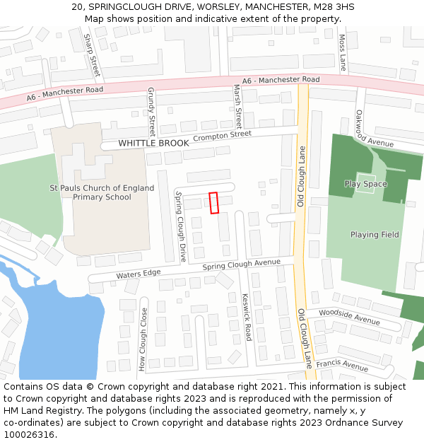 20, SPRINGCLOUGH DRIVE, WORSLEY, MANCHESTER, M28 3HS: Location map and indicative extent of plot